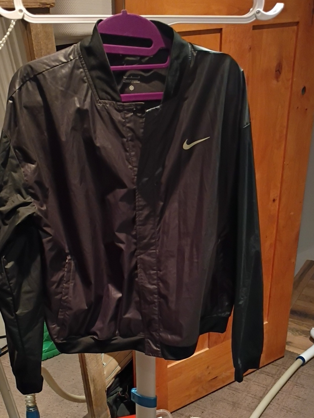 Nike Black Windbreaker Jacket with Reflective Swoosh